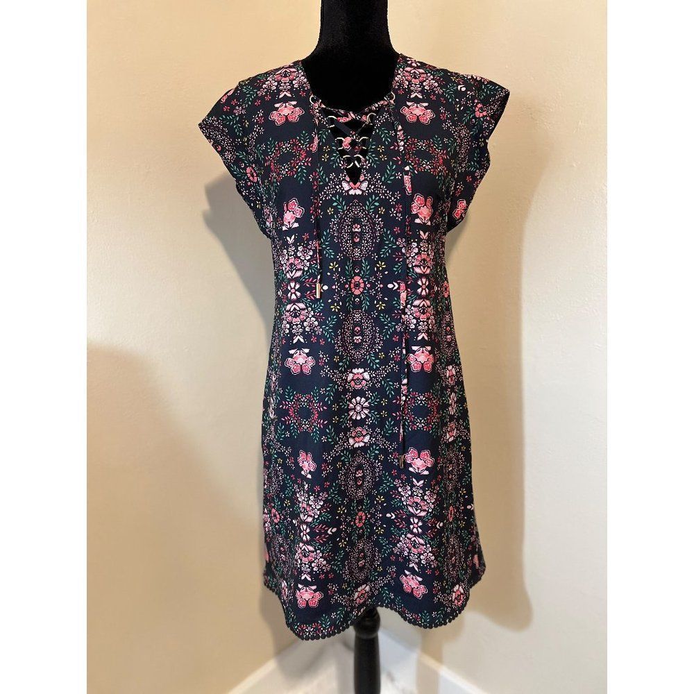NWOT Jessica Simpson Floral Lace-Up Flutter-Sleeve Dress